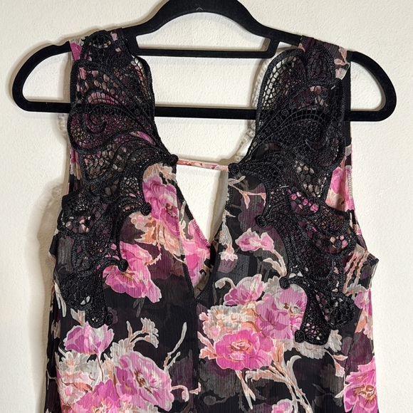 Misa Tie Back Floral Lace Maxi Dress Sheer Size M/L - Picture 5 of 7